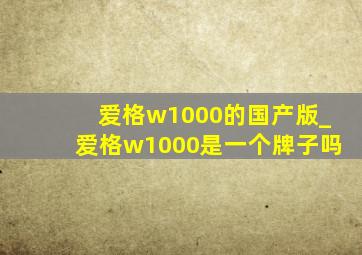 爱格w1000的国产版_爱格w1000是一个牌子吗