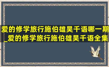 爱的修学旅行施伯雄吴千语哪一期_爱的修学旅行施伯雄吴千语全集