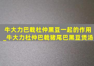 牛大力巴戟杜仲黑豆一起的作用_牛大力杜仲巴戟猪尾巴黑豆煲汤