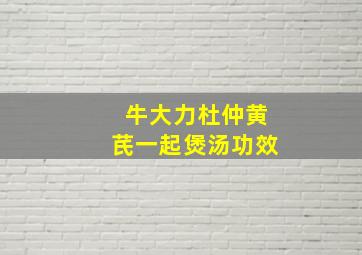 牛大力杜仲黄芪一起煲汤功效