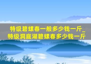 特级碧螺春一般多少钱一斤_特级洞庭湖碧螺春多少钱一斤