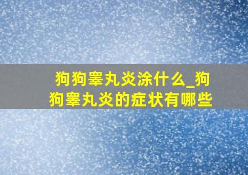 狗狗睾丸炎涂什么_狗狗睾丸炎的症状有哪些