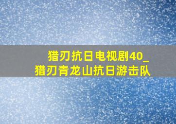 猎刃抗日电视剧40_猎刃青龙山抗日游击队