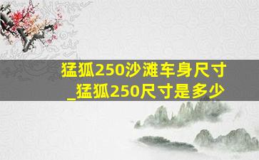 猛狐250沙滩车身尺寸_猛狐250尺寸是多少