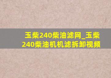 玉柴240柴油滤网_玉柴240柴油机机滤拆卸视频