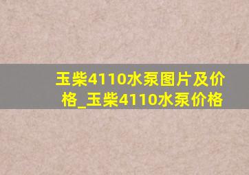 玉柴4110水泵图片及价格_玉柴4110水泵价格