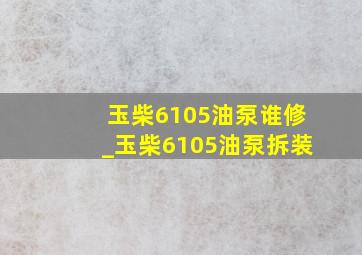 玉柴6105油泵谁修_玉柴6105油泵拆装