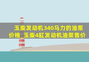 玉柴发动机340马力的油泵价格_玉柴4缸发动机油泵售价