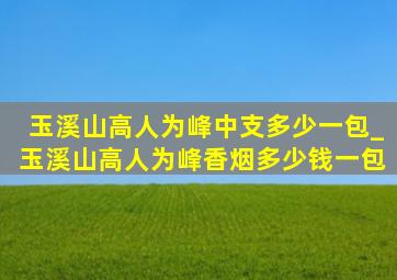 玉溪山高人为峰中支多少一包_玉溪山高人为峰香烟多少钱一包