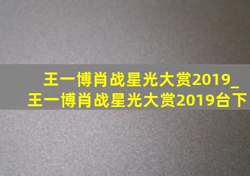 王一博肖战星光大赏2019_王一博肖战星光大赏2019台下