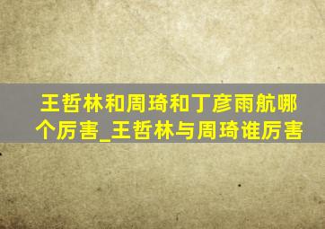 王哲林和周琦和丁彦雨航哪个厉害_王哲林与周琦谁厉害