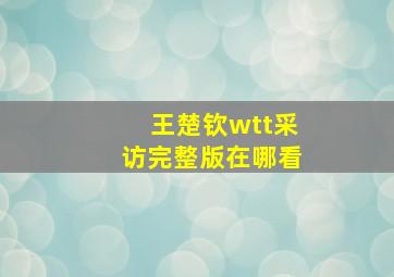 王楚钦wtt采访完整版在哪看