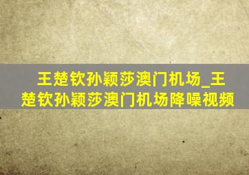 王楚钦孙颖莎澳门机场_王楚钦孙颖莎澳门机场降噪视频