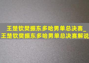 王楚钦樊振东多哈男单总决赛_王楚钦樊振东多哈男单总决赛解说