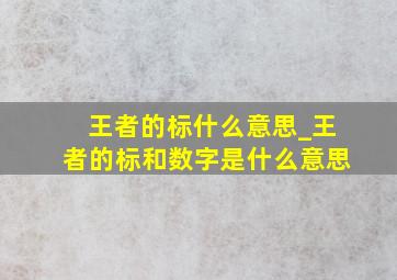 王者的标什么意思_王者的标和数字是什么意思