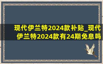 现代伊兰特2024款补贴_现代伊兰特2024款有24期免息吗