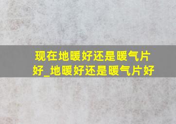 现在地暖好还是暖气片好_地暖好还是暖气片好