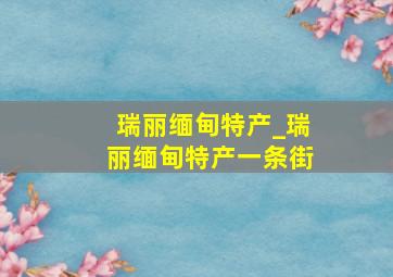 瑞丽缅甸特产_瑞丽缅甸特产一条街