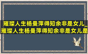 璀璨人生杨曼萍得知余非是女儿_璀璨人生杨曼萍得知余非是女儿是第几集