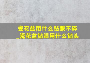 瓷花盆用什么钻眼不碎_瓷花盆钻眼用什么钻头