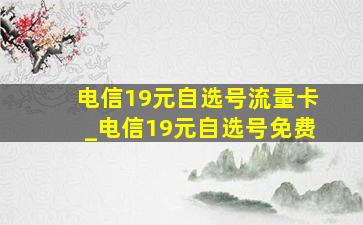 电信19元自选号流量卡_电信19元自选号免费