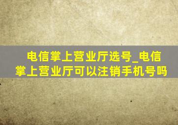 电信掌上营业厅选号_电信掌上营业厅可以注销手机号吗