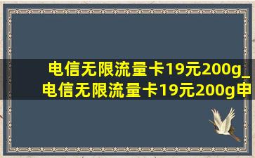 电信无限流量卡19元200g_电信无限流量卡19元200g申请