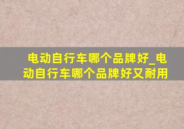 电动自行车哪个品牌好_电动自行车哪个品牌好又耐用