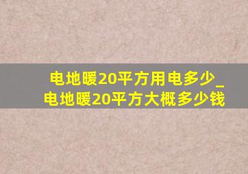 电地暖20平方用电多少_电地暖20平方大概多少钱