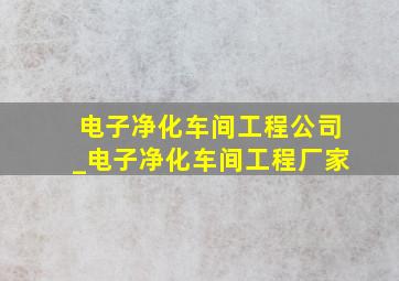 电子净化车间工程公司_电子净化车间工程厂家