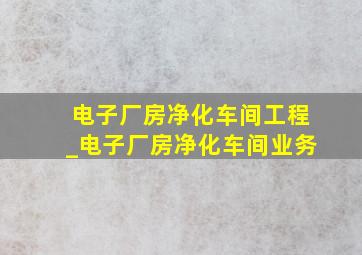 电子厂房净化车间工程_电子厂房净化车间业务