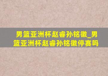 男篮亚洲杯赵睿孙铭徽_男篮亚洲杯赵睿孙铭徽停赛吗