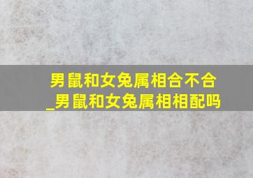 男鼠和女兔属相合不合_男鼠和女兔属相相配吗