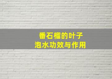 番石榴的叶子泡水功效与作用