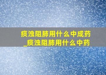 痰浊阻肺用什么中成药_痰浊阻肺用什么中药