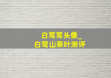 白莺莺头像_白莺山茶叶测评