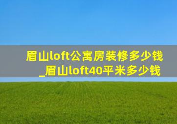 眉山loft公寓房装修多少钱_眉山loft40平米多少钱