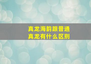 真龙海韵跟普通真龙有什么区别