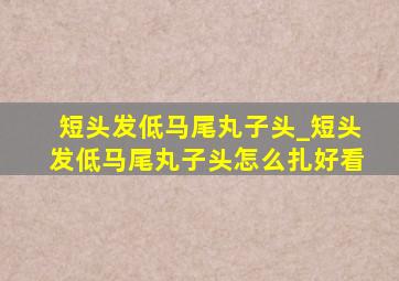 短头发低马尾丸子头_短头发低马尾丸子头怎么扎好看