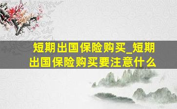 短期出国保险购买_短期出国保险购买要注意什么