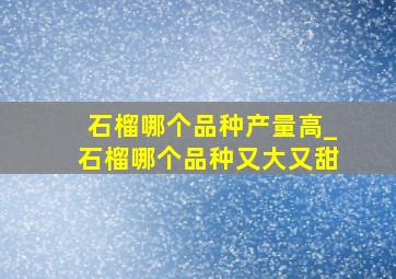 石榴哪个品种产量高_石榴哪个品种又大又甜