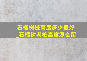 石榴树桩高度多少最好_石榴树老桩高度怎么留