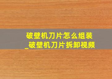 破壁机刀片怎么组装_破壁机刀片拆卸视频