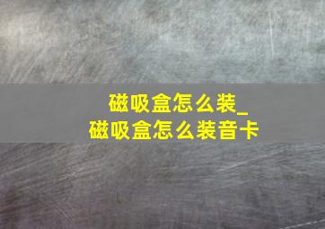 磁吸盒怎么装_磁吸盒怎么装音卡