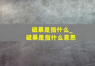 磁暴是指什么_磁暴是指什么意思