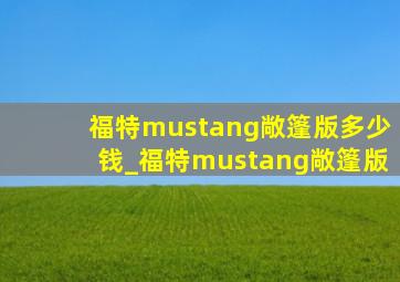 福特mustang敞篷版多少钱_福特mustang敞篷版