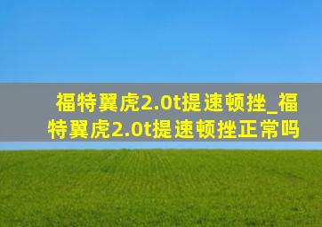 福特翼虎2.0t提速顿挫_福特翼虎2.0t提速顿挫正常吗