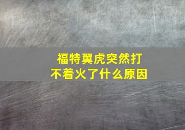 福特翼虎突然打不着火了什么原因