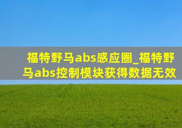 福特野马abs感应圈_福特野马abs控制模块获得数据无效