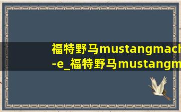 福特野马mustangmach-e_福特野马mustangmach-e配置